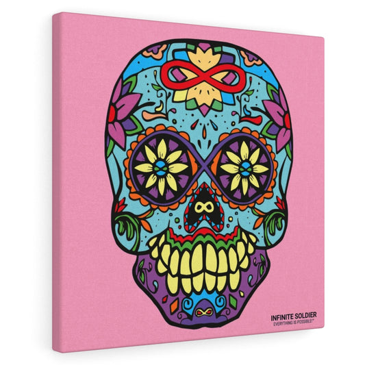 Sugar Skull To Infinity Mounted Canvas Print - Pink