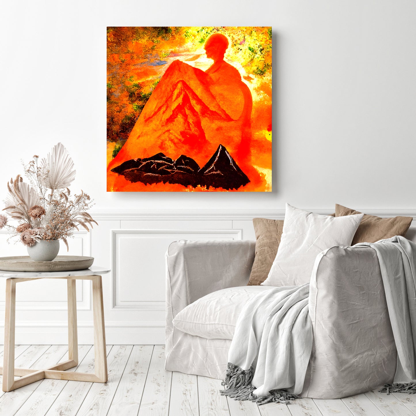 Head Over Hills Canvas Wall Poster - Orange Square