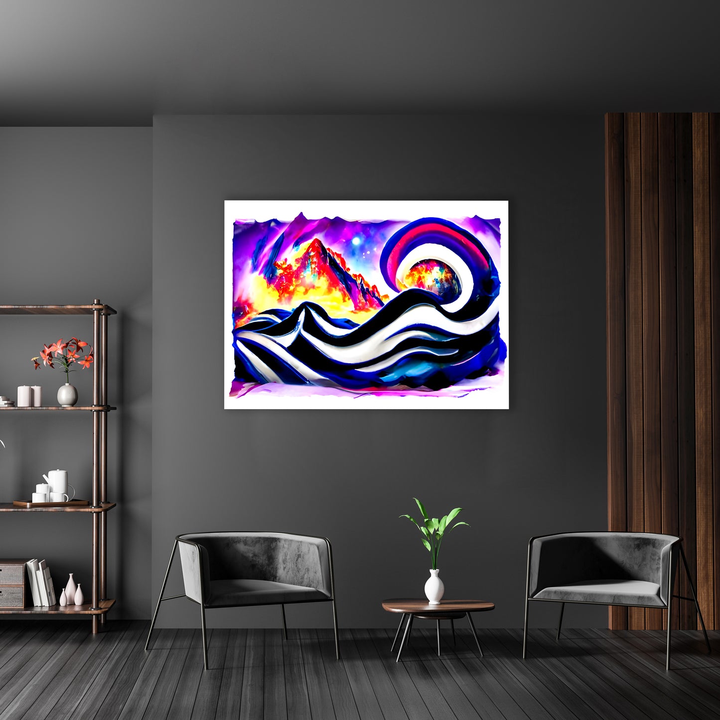slide down infinite mountains infinity street art colourful airbrush art watercolor cosmic moonscape