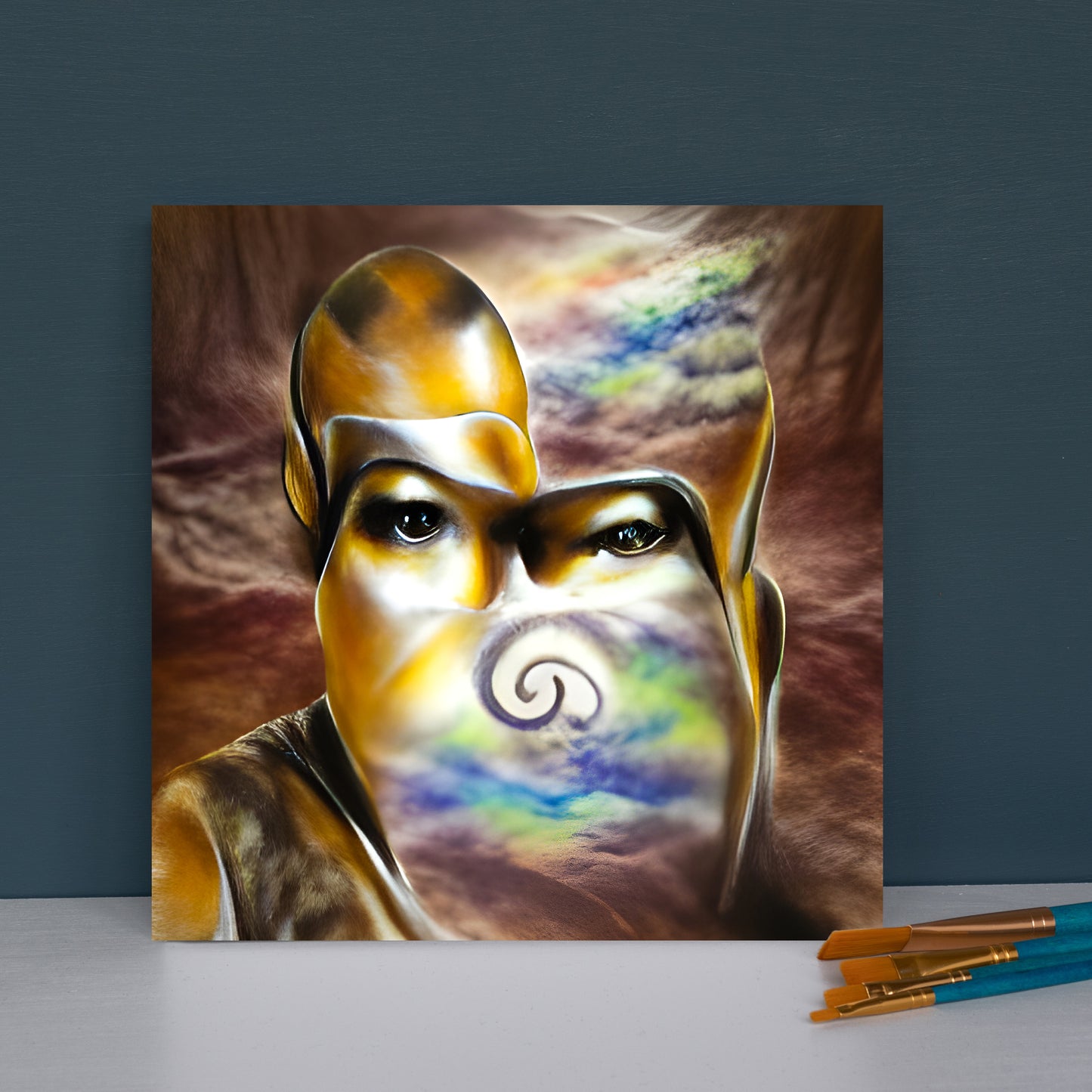 I am a peaceful warrior infinity airbrush art charcoal drawing