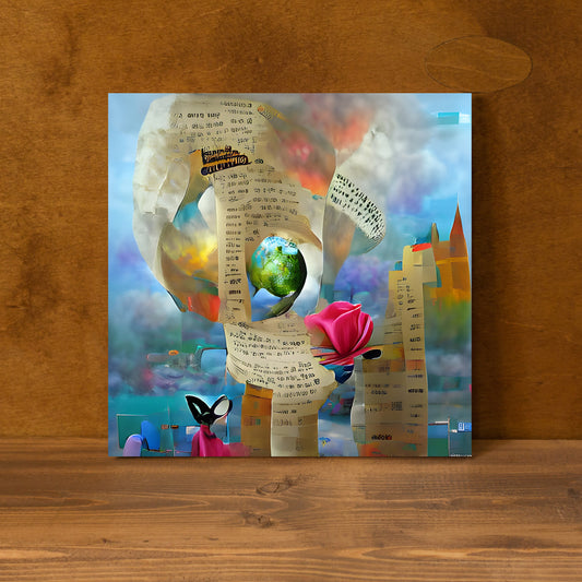 Abstract Surreal 'Words Create Worlds' Wall Painting