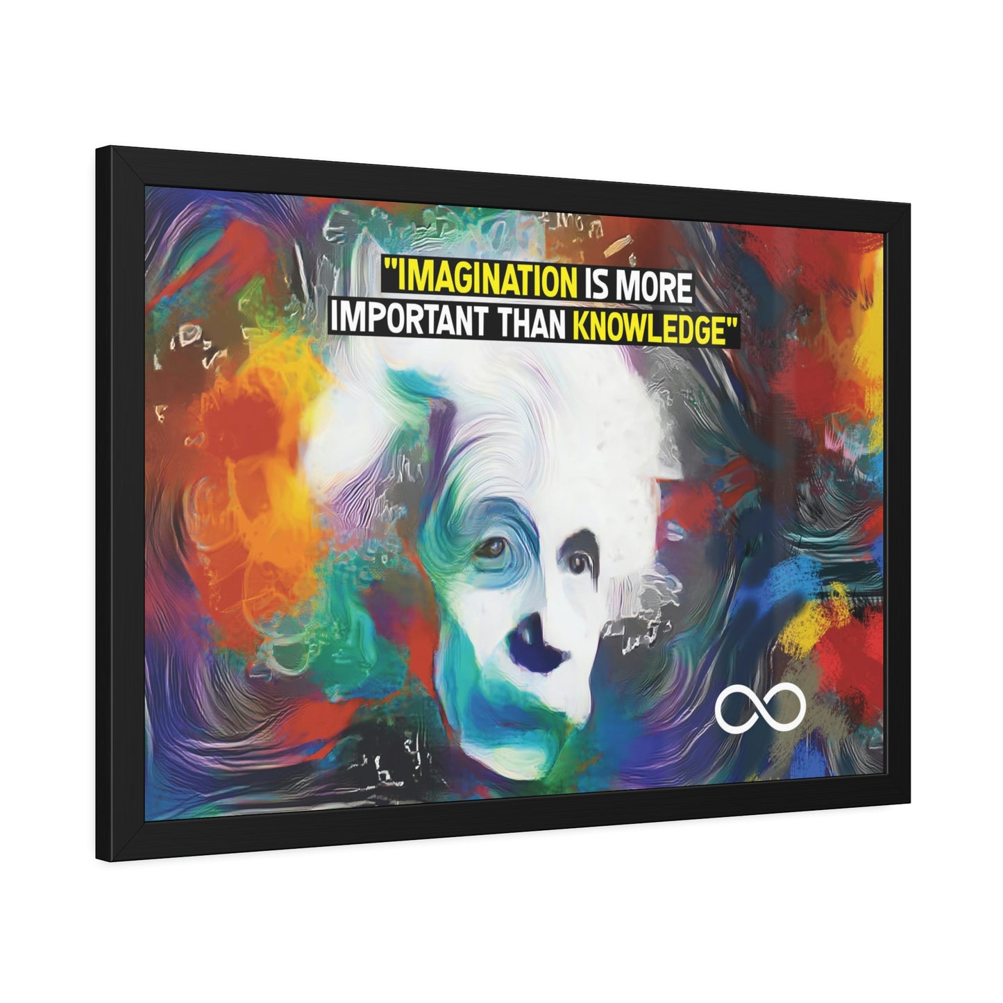 Einstein's Imagination Is More Important Than Knowledge Framed Motivational Canvas Poster