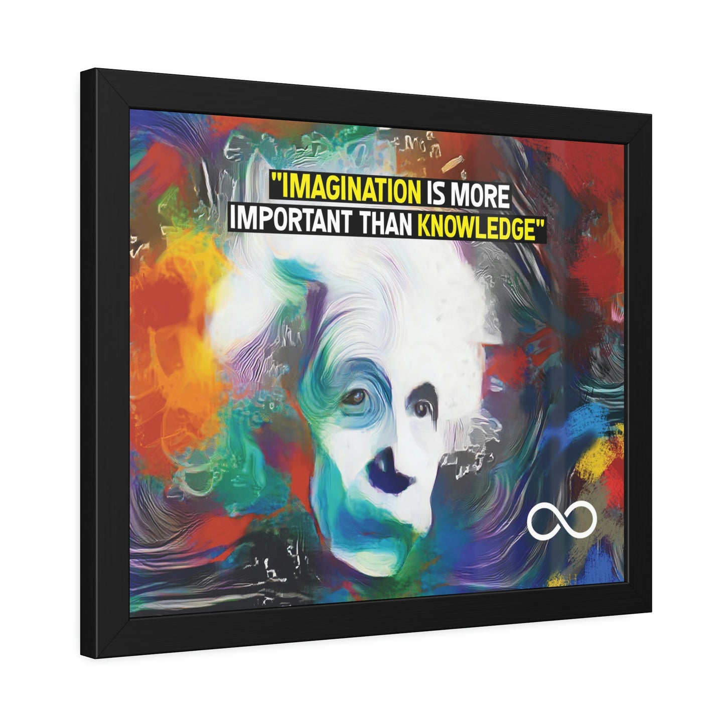 Einstein's Imagination Is More Important Than Knowledge Framed Motivational Canvas Poster