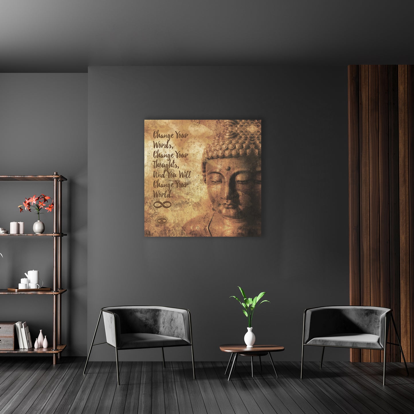 Change Your Words' Motivational Mounted Canvas Print- Buddha