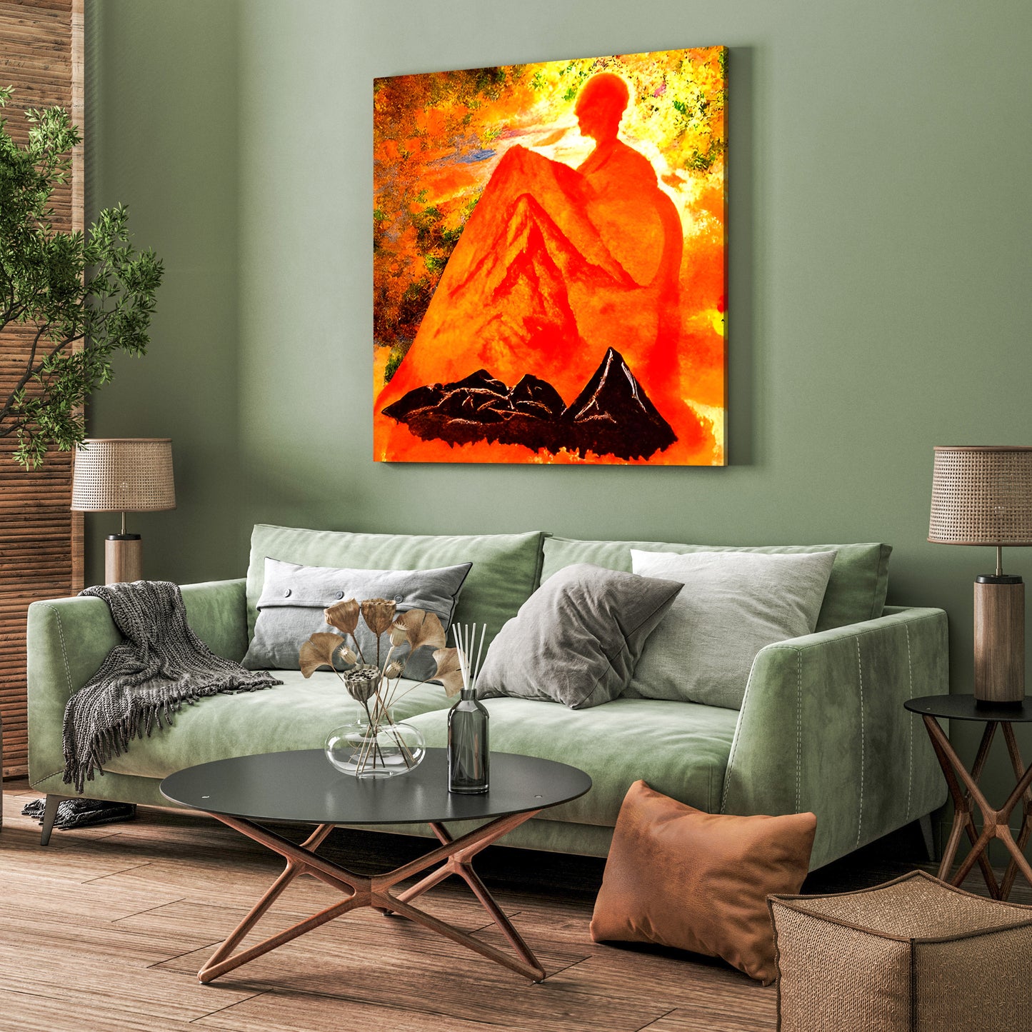 Head Over Hills Canvas Wall Poster - Orange Square
