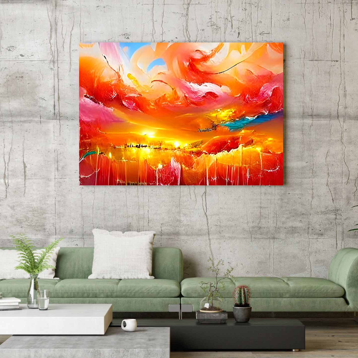 Stunning Sunset In Heaven fantasy action painting detailed painting