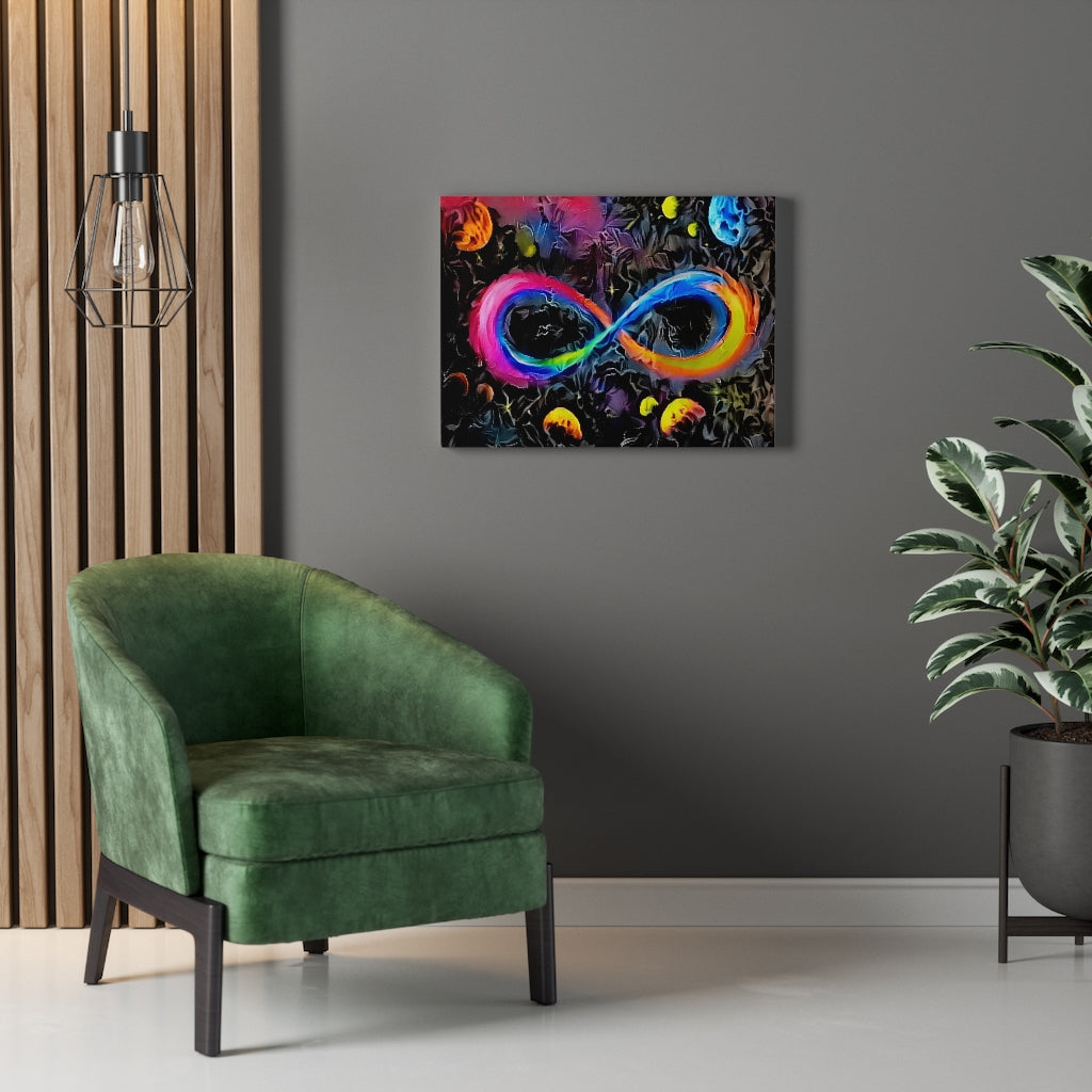 Infinite Galaxy Textured Infinity Wall Art, Wall Decor, Artistic Painting, Stretched Canvas, Poster, Digital Artwork, Rainbow,
