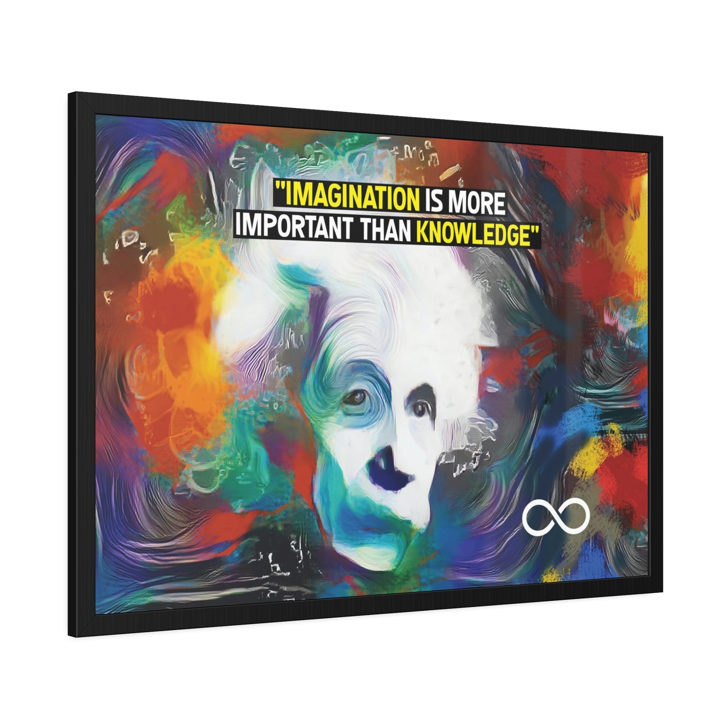 Einstein's Imagination Is More Important Than Knowledge Framed Motivational Canvas Poster