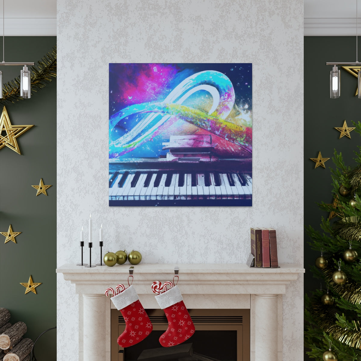 Blue Infinity Piano Mounted Canvas Wall Art