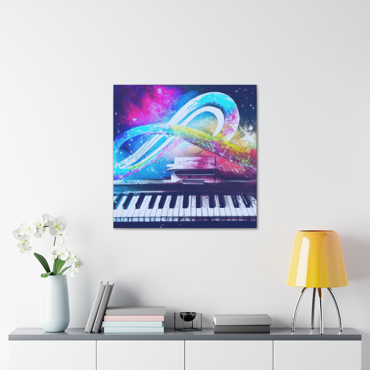 Blue Infinity Piano Mounted Canvas Wall Art