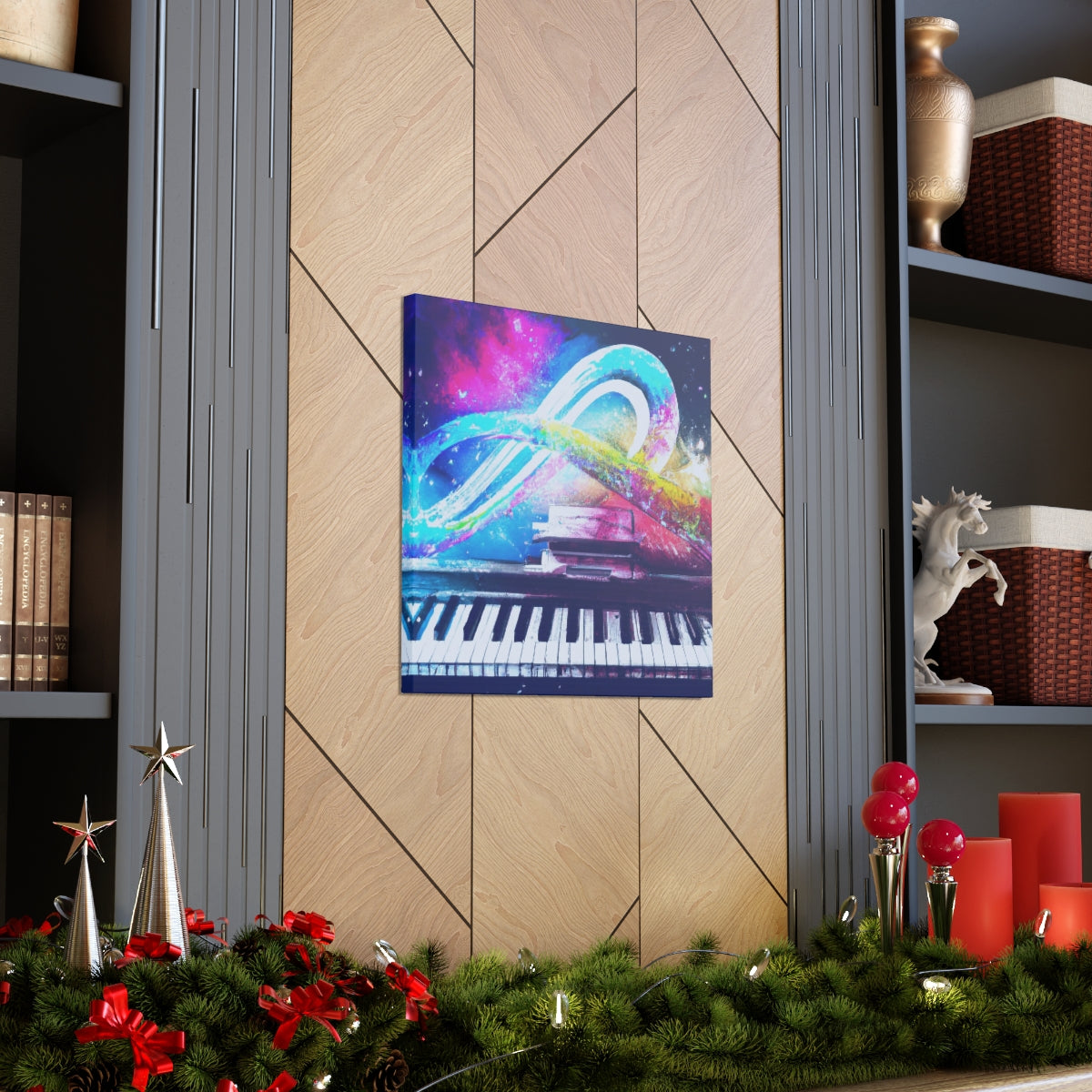 Blue Infinity Piano Mounted Canvas Wall Art
