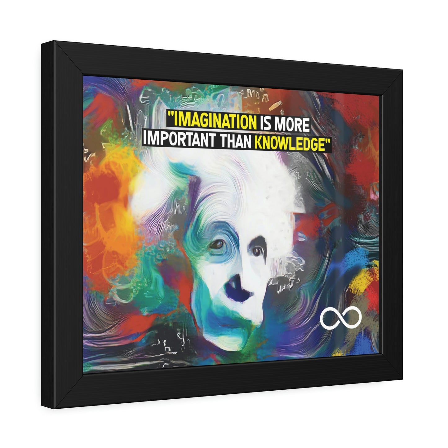 Einstein's Imagination Is More Important Than Knowledge Framed Motivational Canvas Poster