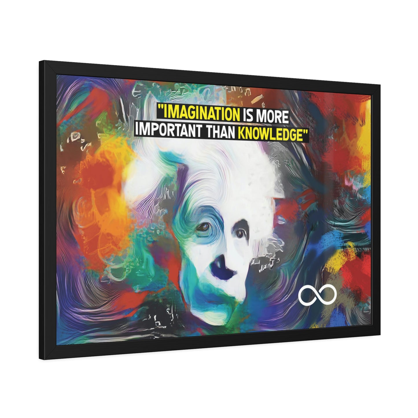 Einstein's Imagination Is More Important Than Knowledge Framed Motivational Canvas Poster