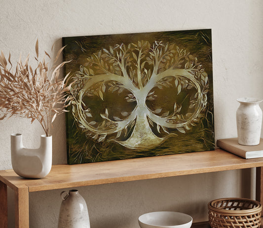 Brown Infinite Tree Of Life Wall Art, Canvas Painting, Infinity , Fine Canvas Print, Wall Decor, Abstract, Digital Art, Family Tree Artwork
