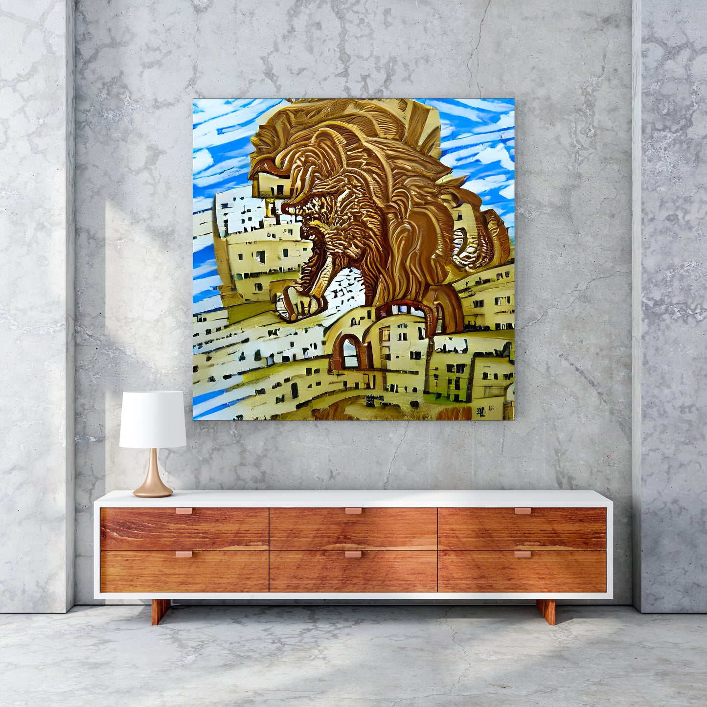 Lion Roaming Through Jerusalem detailed painting acrylic art watercolor (2)
