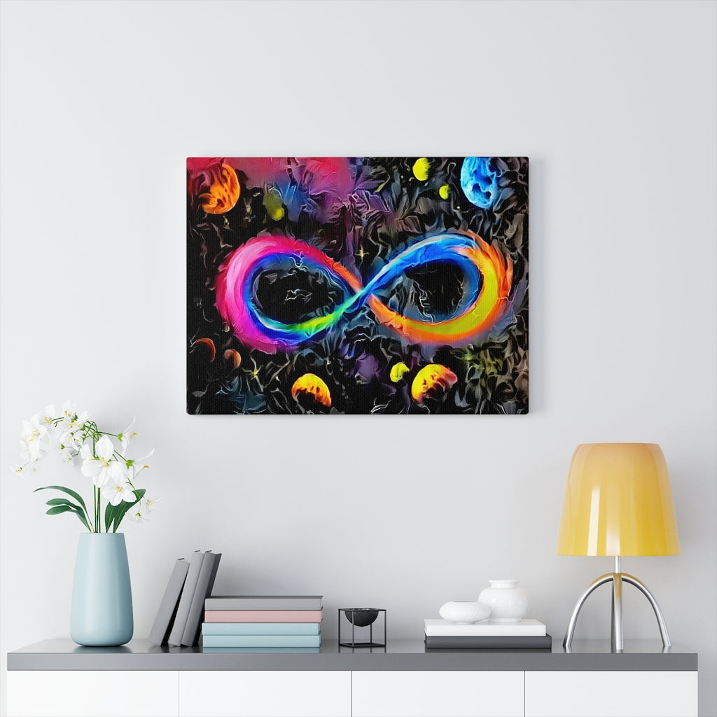 Infinite Galaxy Textured Infinity Wall Art, Wall Decor, Artistic Painting, Stretched Canvas, Poster, Digital Artwork, Rainbow,