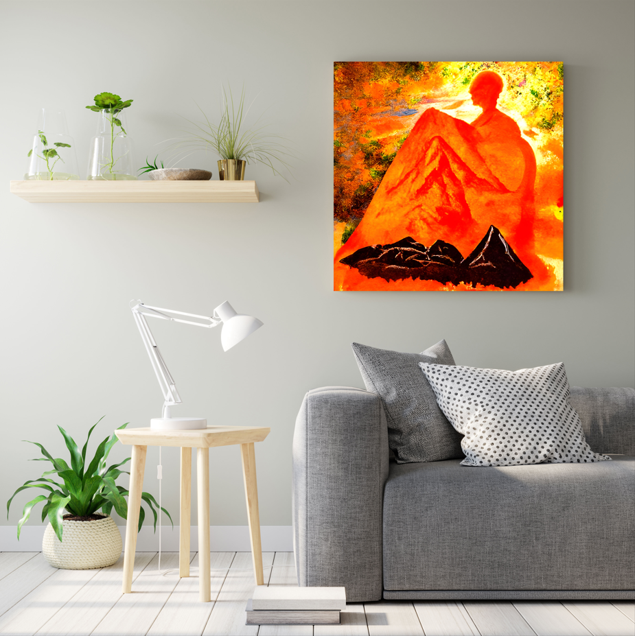 Head Over Hills Canvas Wall Poster - Orange Square