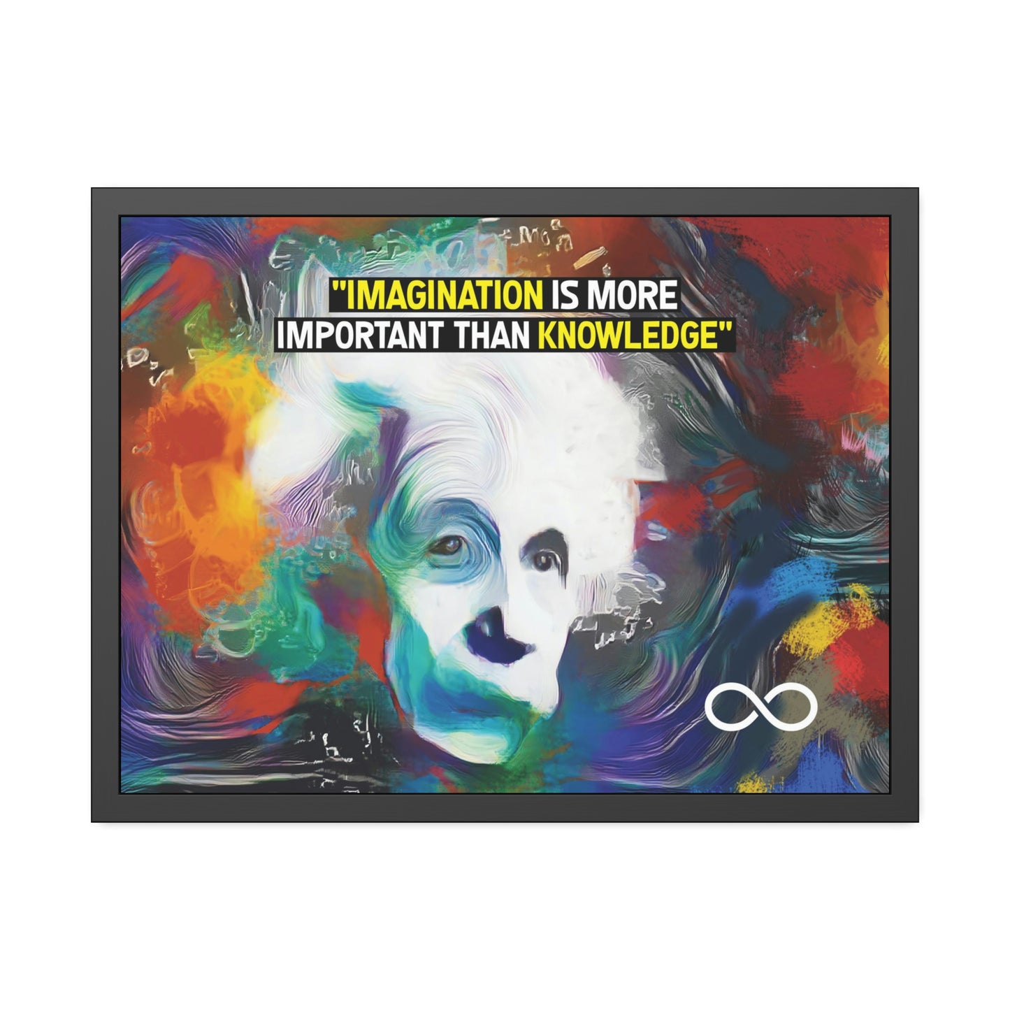 Einstein's Imagination Is More Important Than Knowledge Framed Motivational Canvas Poster
