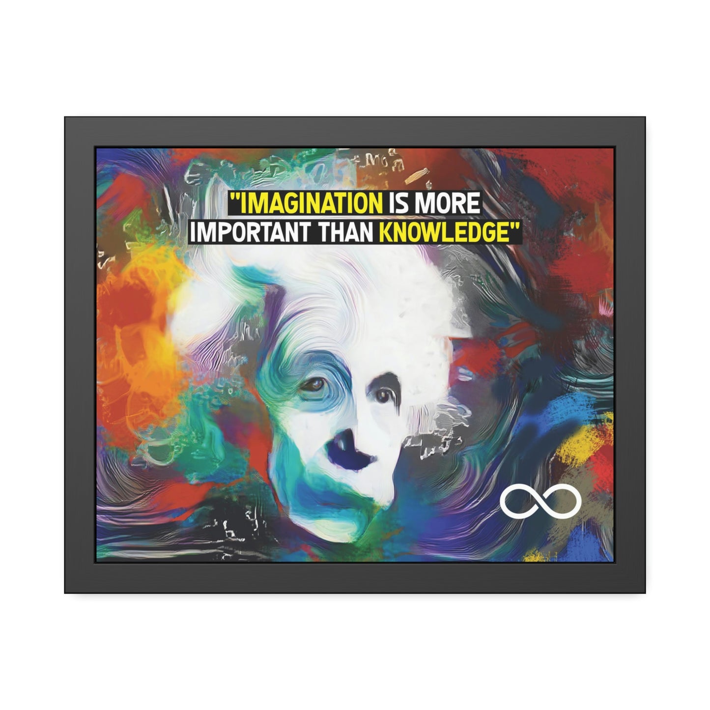 Einstein's Imagination Is More Important Than Knowledge Framed Motivational Canvas Poster