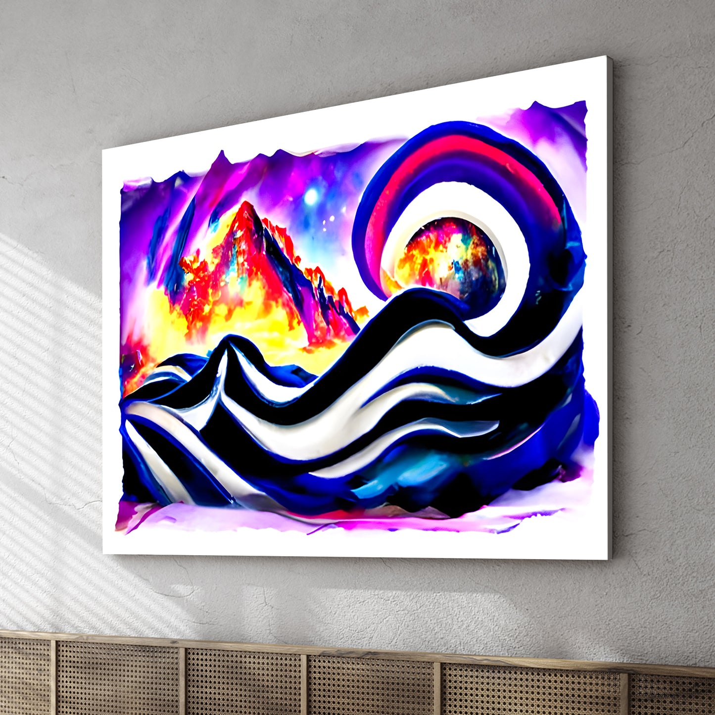 slide down infinite mountains infinity street art colourful airbrush art watercolor cosmic moonscape