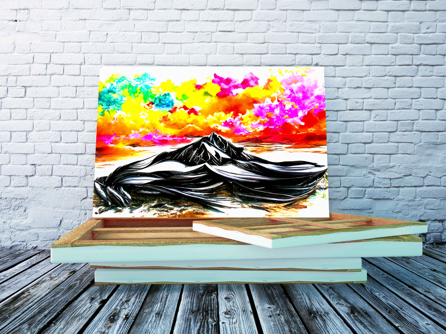 infinite mountains seascape colorful rainbow sky montains