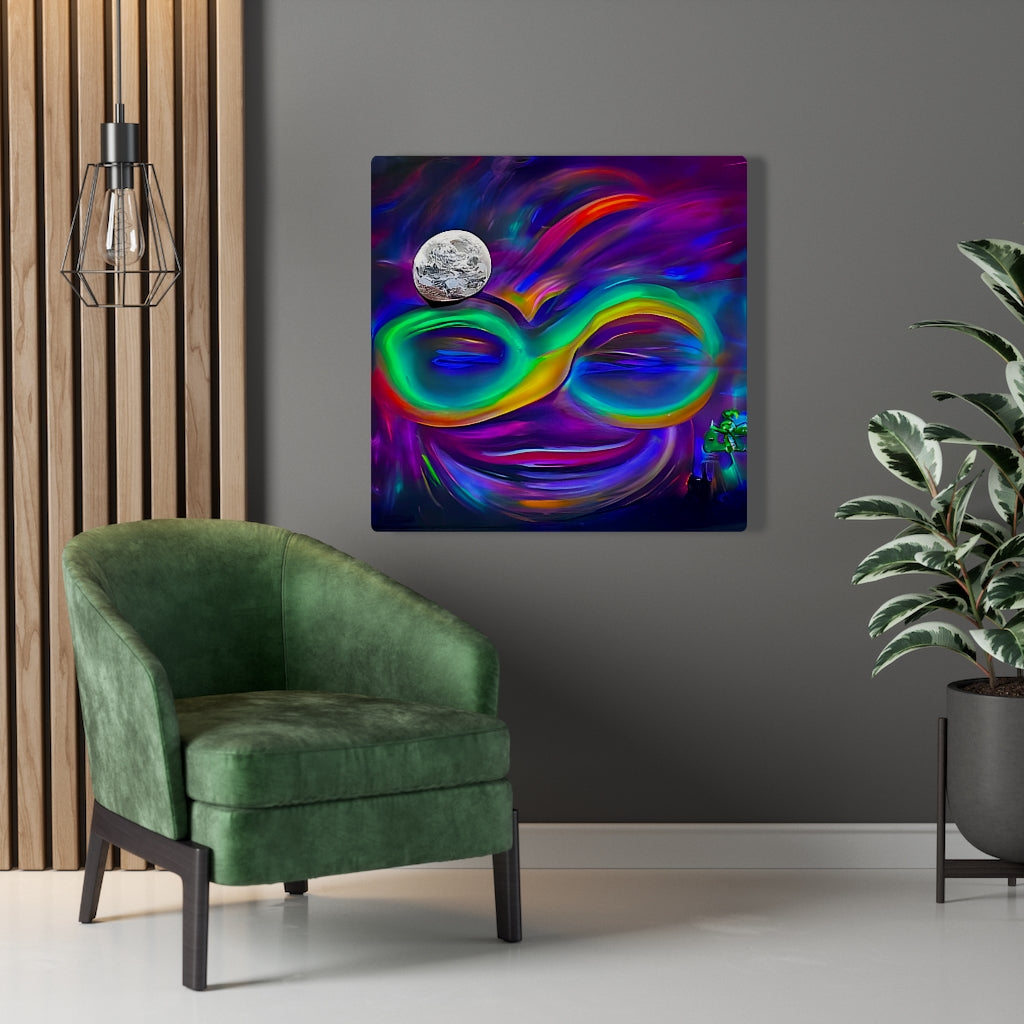 Infinity Neon Smile Stretched Canvas Poster Print Wall Decor Abstract Art Colorful Artistic Painting Digital Artwork Wall Art Moon