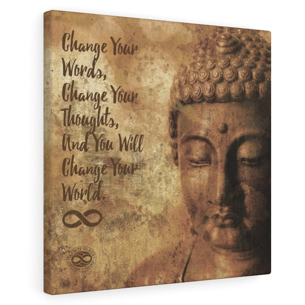 Change Your Words' Motivational Mounted Canvas Print- Buddha