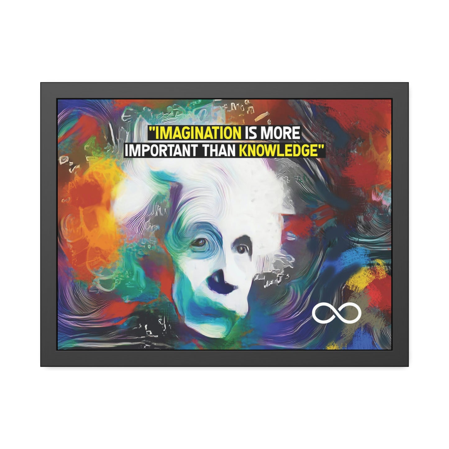 Einstein's Imagination Is More Important Than Knowledge Framed Motivational Canvas Poster