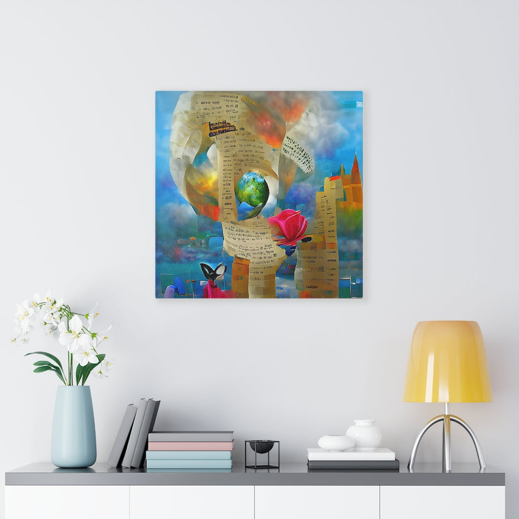 Abstract Surreal 'Words Create Worlds' Wall Painting