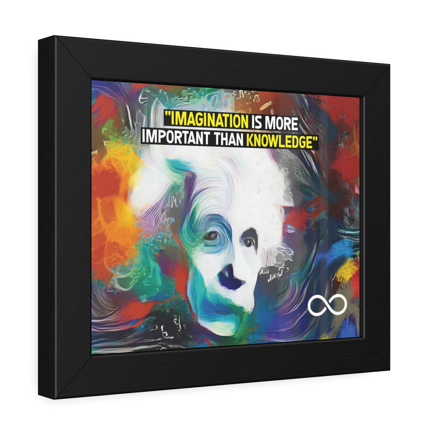 Einstein's Imagination Is More Important Than Knowledge Framed Motivational Canvas Poster