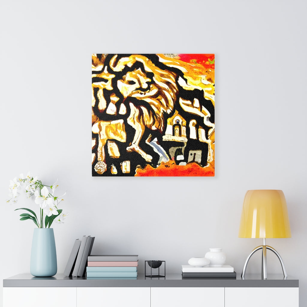 Lion Roaming Through Jerusalem detailed painting acrylic art watercolor