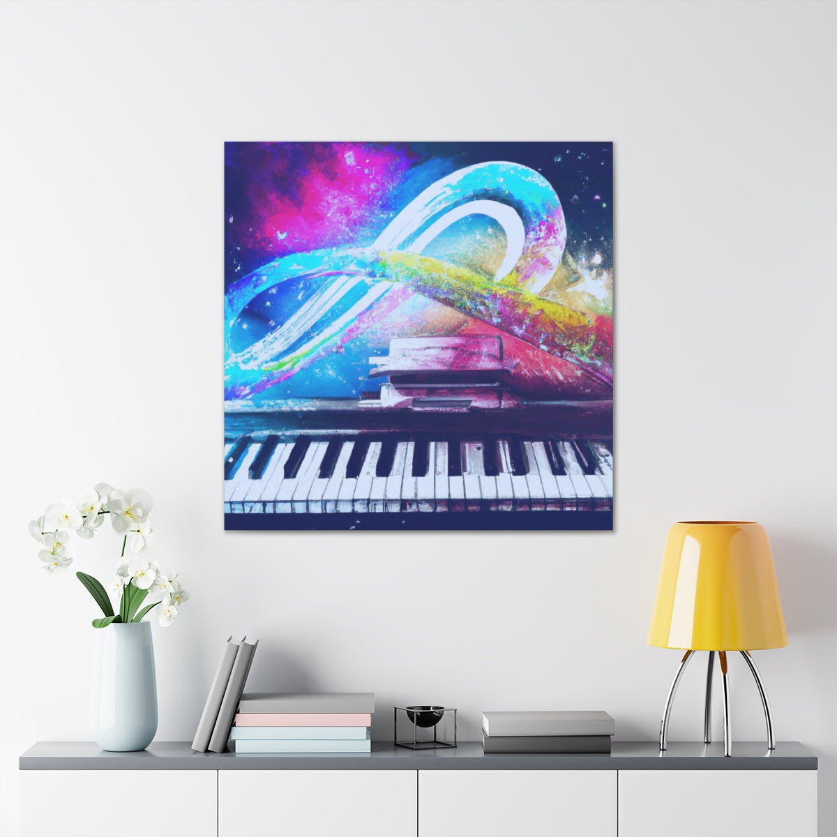 Blue Infinity Piano Mounted Canvas Wall Art