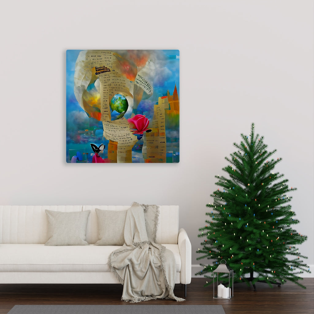 Abstract Surreal 'Words Create Worlds' Wall Painting