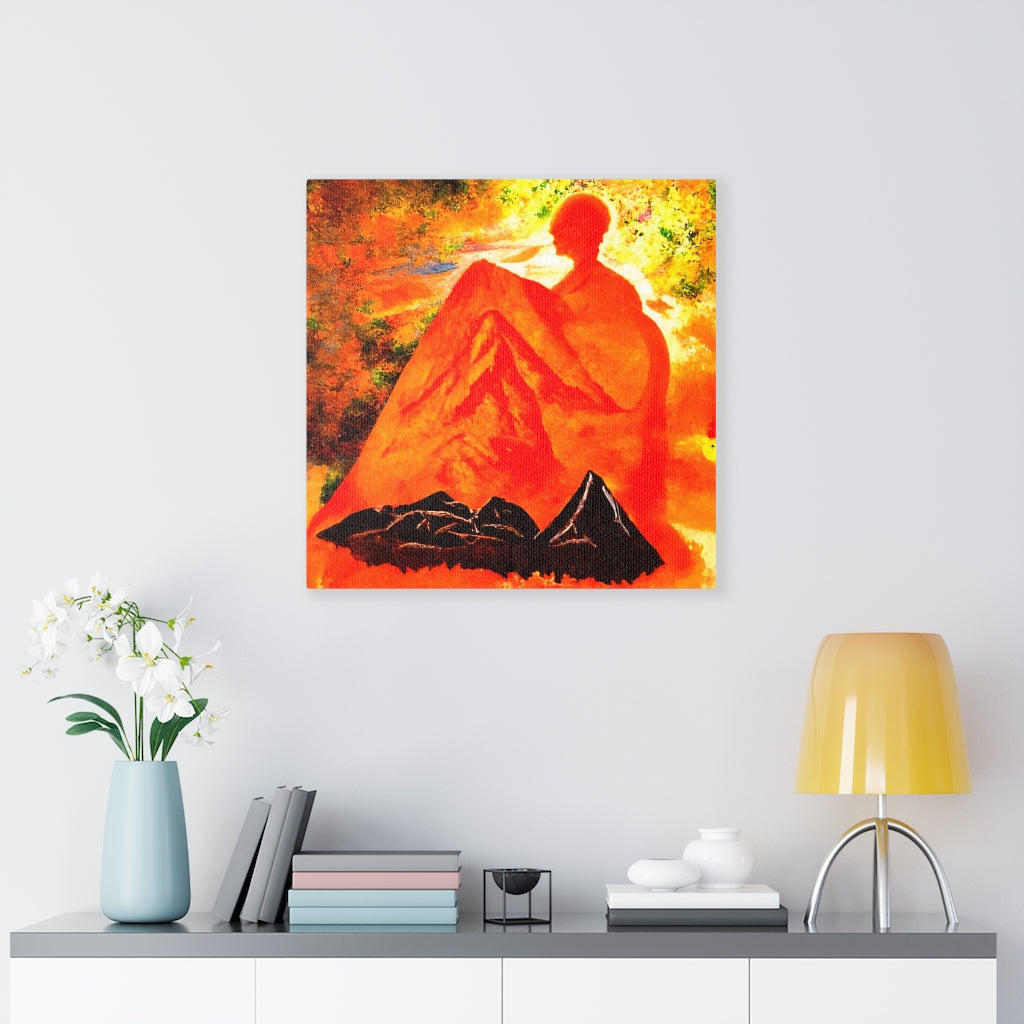 Head Over Hills Canvas Wall Poster - Orange Square