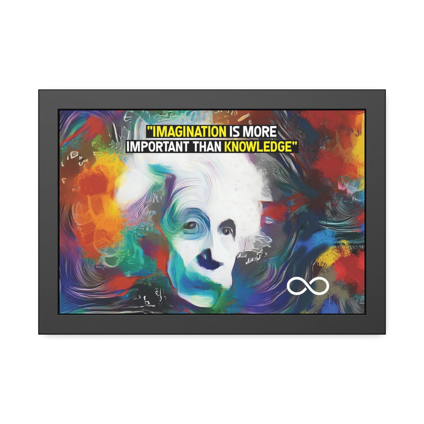 Einstein's Imagination Is More Important Than Knowledge Framed Motivational Canvas Poster