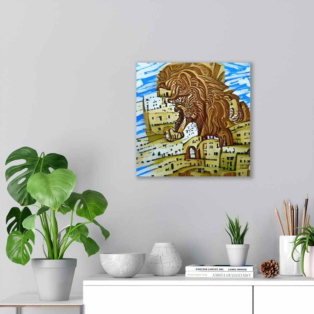 Lion Roaming Through Jerusalem detailed painting acrylic art watercolor (2)