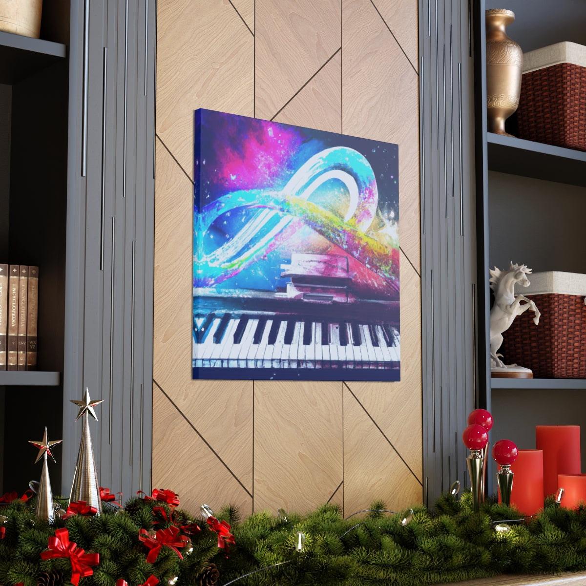 Blue Infinity Piano Mounted Canvas Wall Art