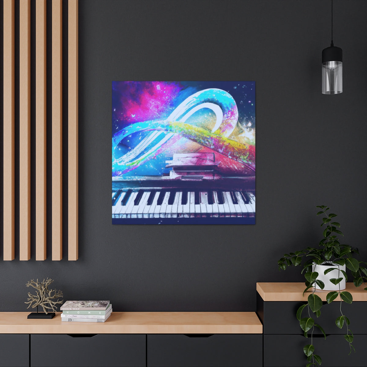 Blue Infinity Piano Mounted Canvas Wall Art