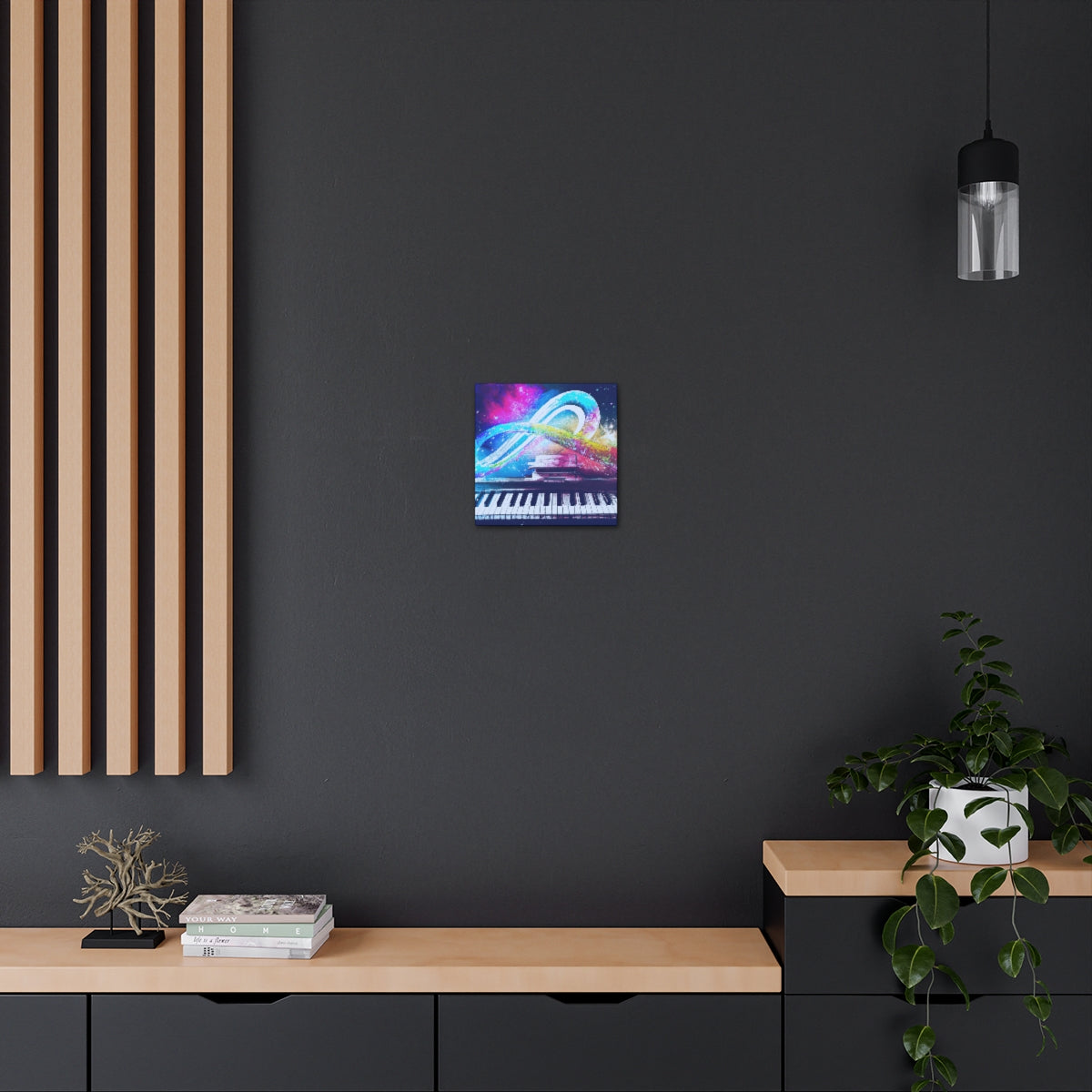 Blue Infinity Piano Mounted Canvas Wall Art