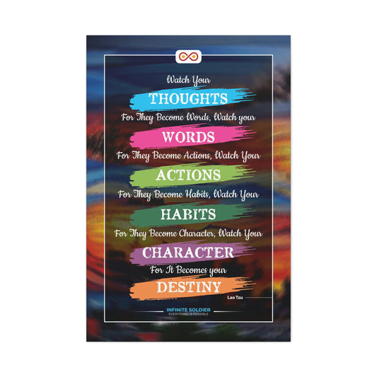 Watch Your Words Poster Motivational Canvas Poster | Infinite Soldier
