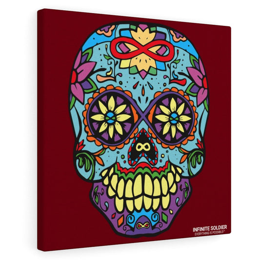 Sugar Skull To Infinity Mounted Canvas Print - Red