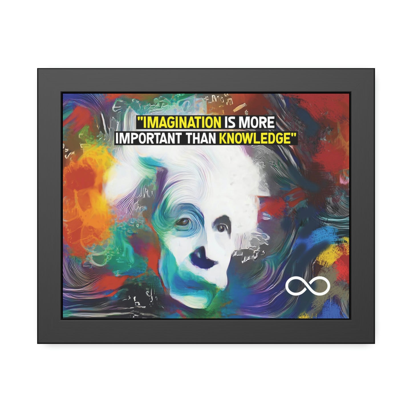 Einstein's Imagination Is More Important Than Knowledge Framed Motivational Canvas Poster