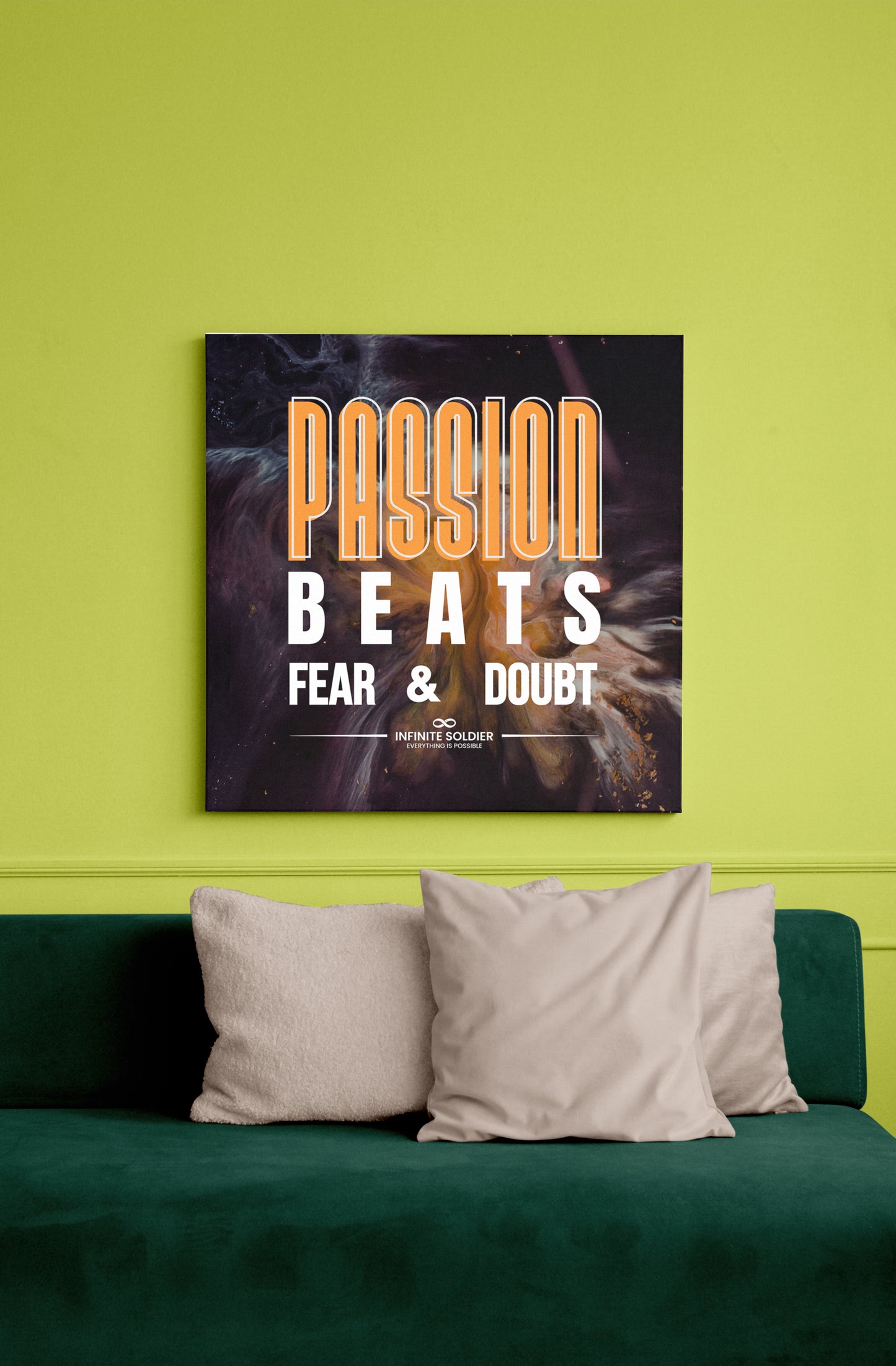 Passion Beats Fear & Doubt Motivational Canvas Poster | Infinite Soldier