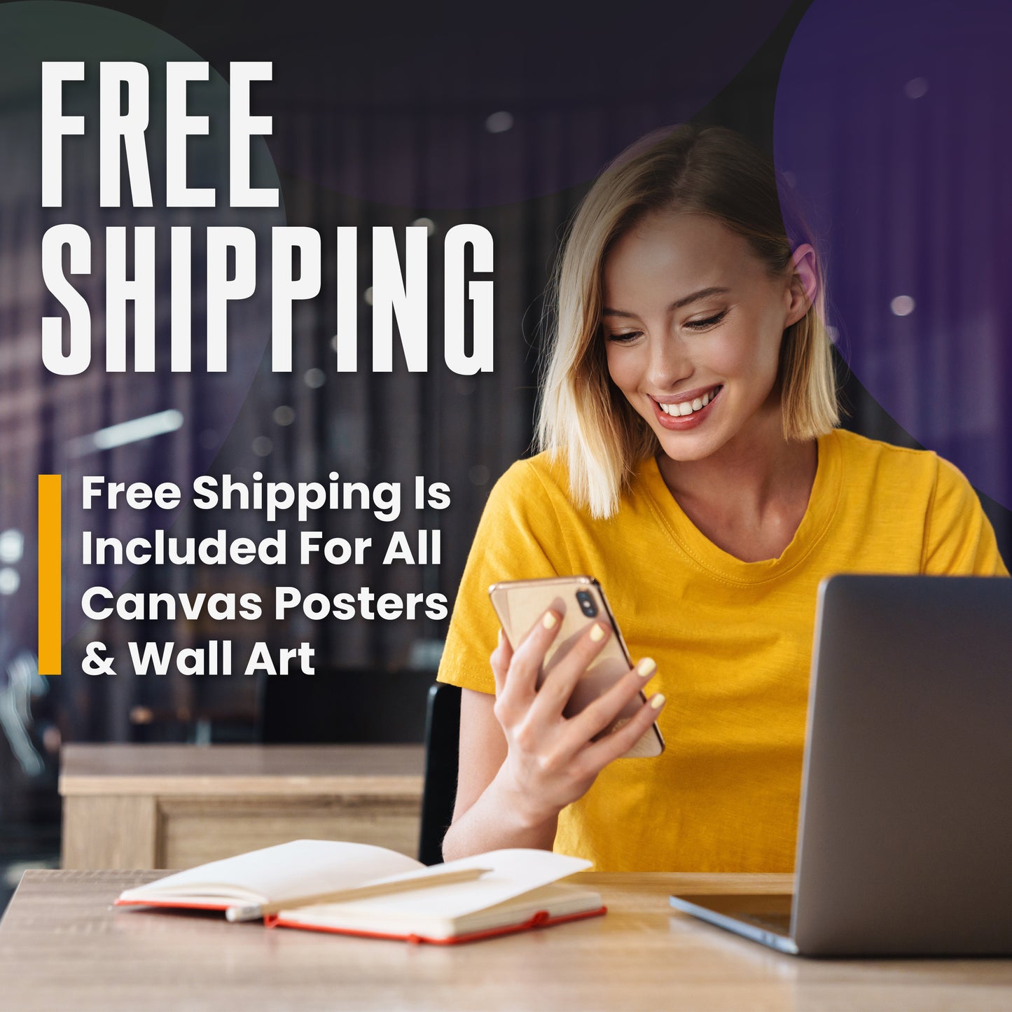 Words Create Worlds' Motivational Poster Canvas Print - Orange