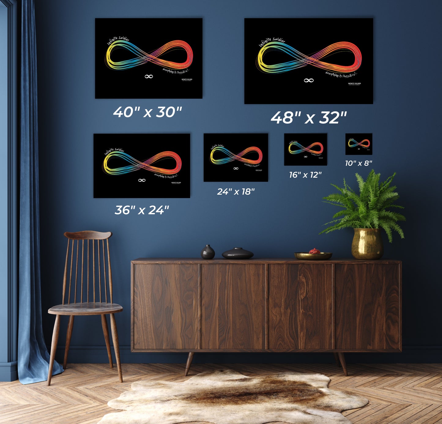 Neon Infinity Symbol Motivational Canvas Art Wall Print & Decor