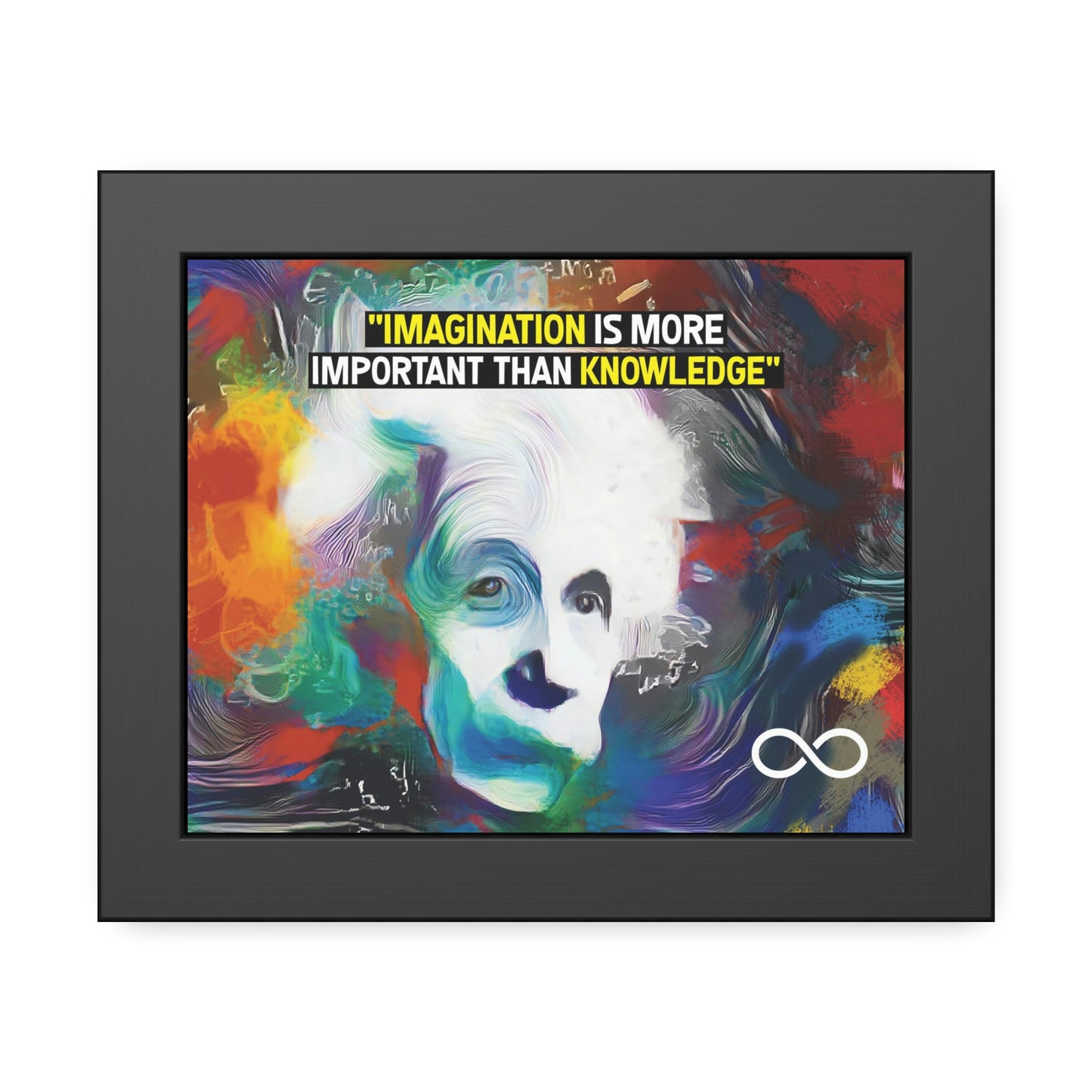 Einstein's Imagination Is More Important Than Knowledge Framed Motivational Canvas Poster