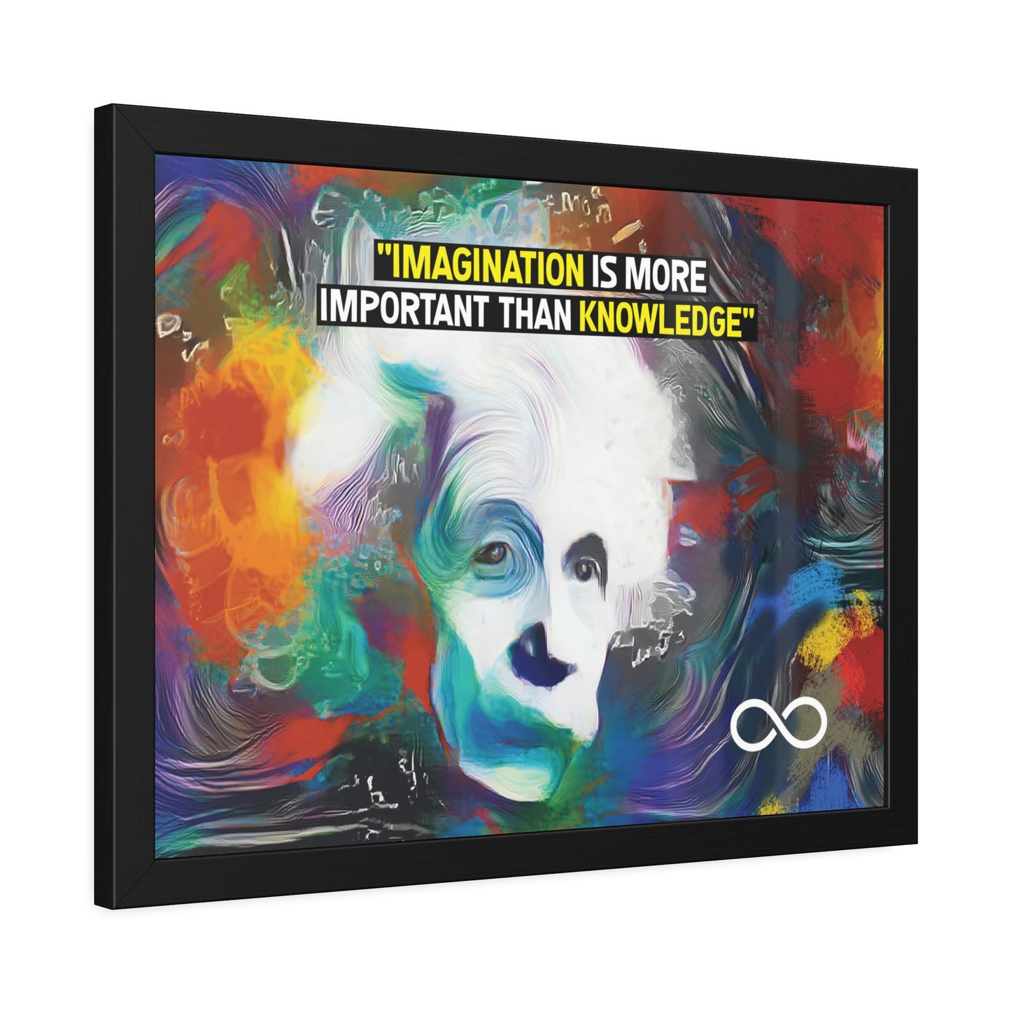 Einstein's Imagination Is More Important Than Knowledge Framed Motivational Canvas Poster