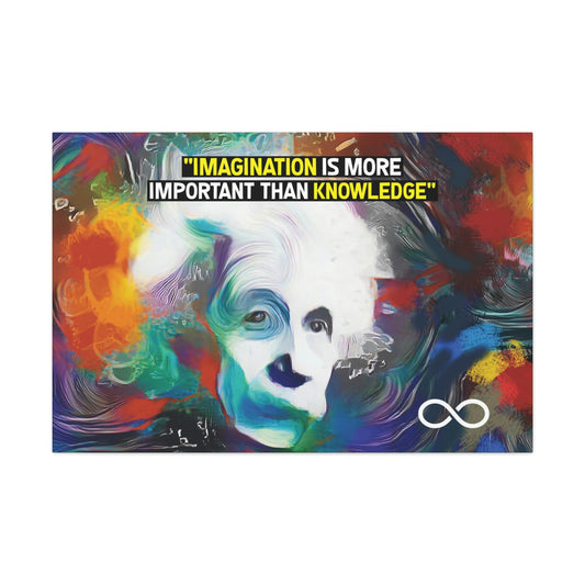 Einstein's 'Imagination Is More Important Than Knowledge' Motivational Scientific Canvas Poster