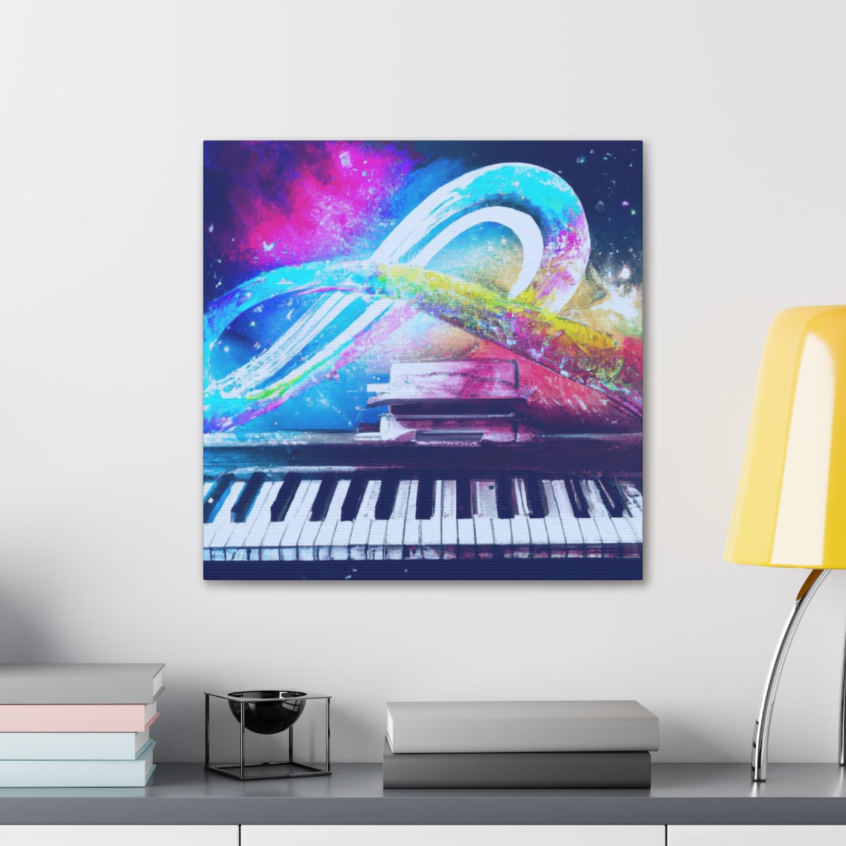 Blue Infinity Piano Mounted Canvas Wall Art