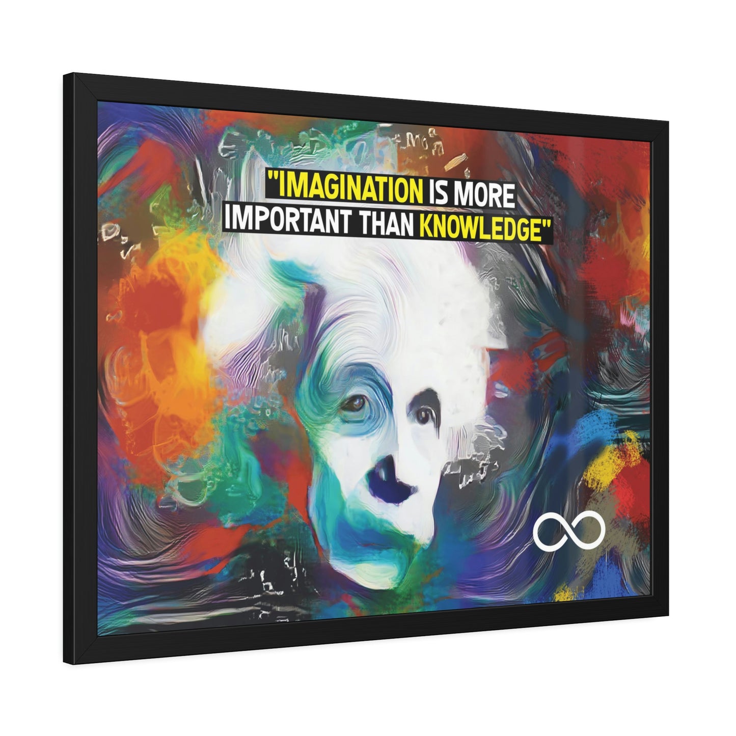 Einstein's Imagination Is More Important Than Knowledge Framed Motivational Canvas Poster